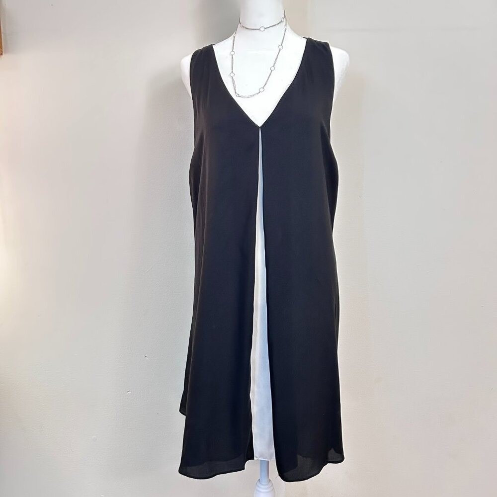 Kenneth Cole New York Colorblock V-Neck Shift Dress Black White 14‎